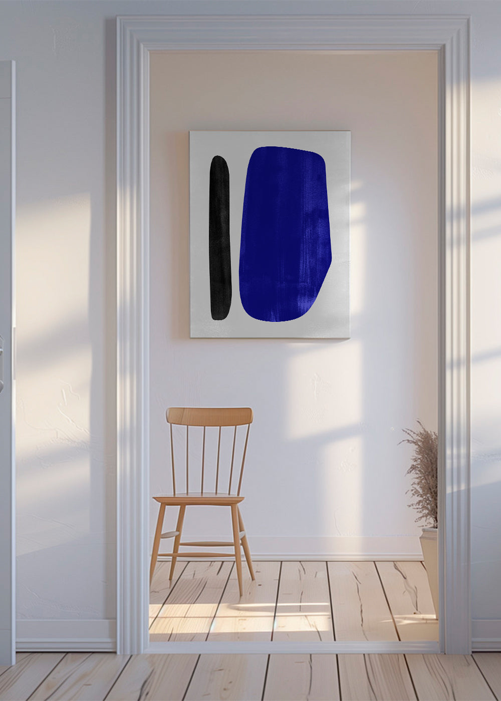 Abstrakt konst med blå vertikal form