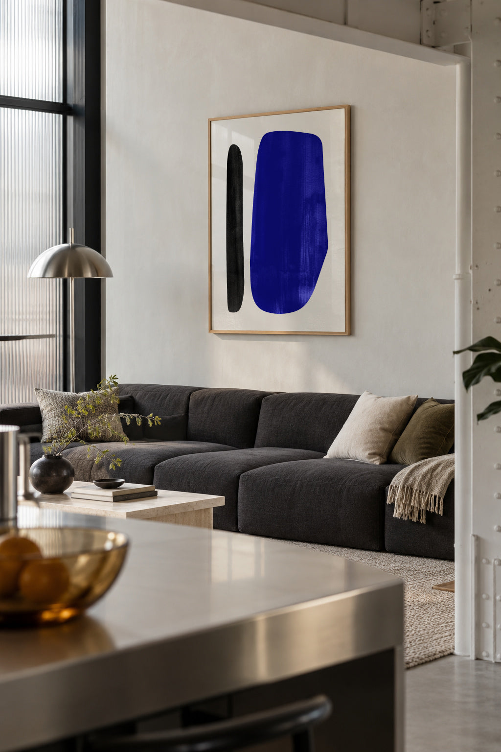 Abstract N 32 - Reflex Blue - Framed poster in an interior