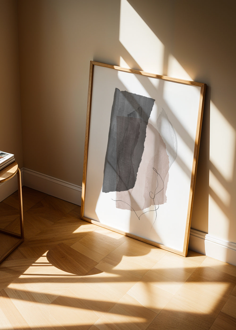 Abstract N 36 - Grey - Framed poster in an interior