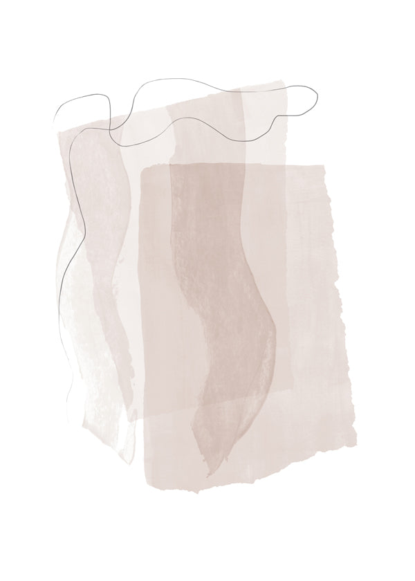 Abstrakt konstverk med neutrala drag och minimal linje