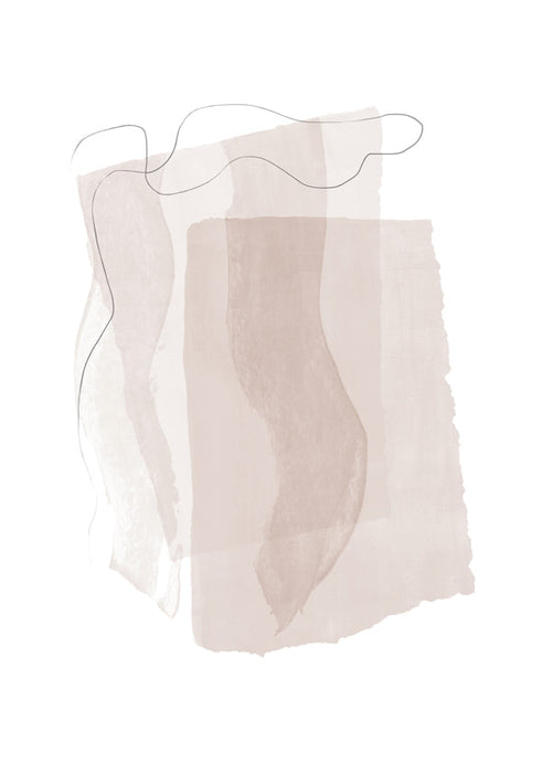 Abstrakt konstverk med neutrala drag och minimal linje
