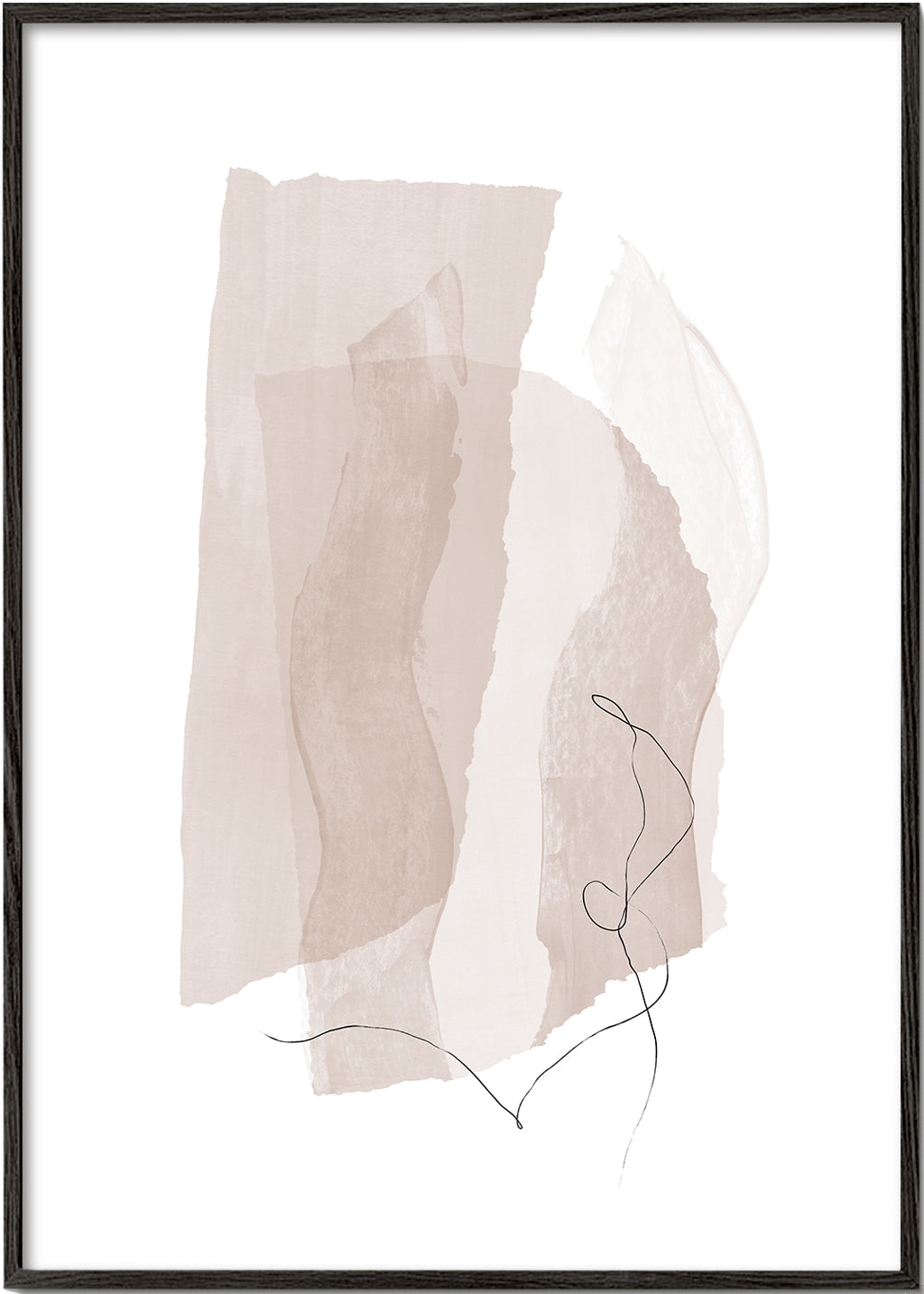 Minimalistisk beige konst med linjestreck