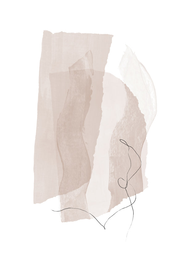 Minimalistisk beige konst med linjestreck