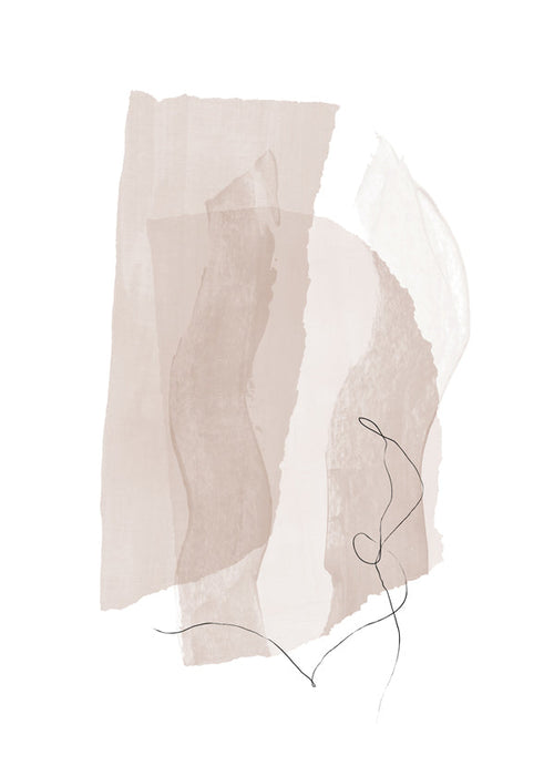 Minimalistisk beige konst med linjestreck