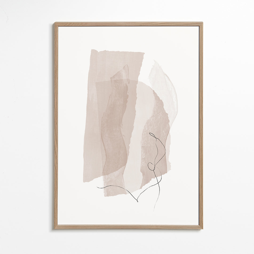 Minimalistisk beige konst med linjestreck