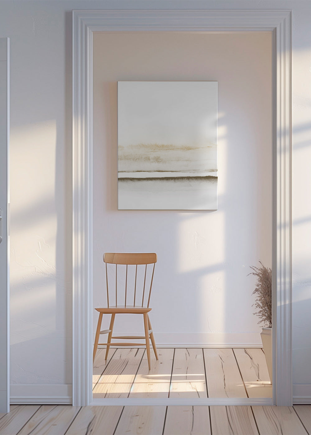 Landskapskonst minimalistisk akvarell beige