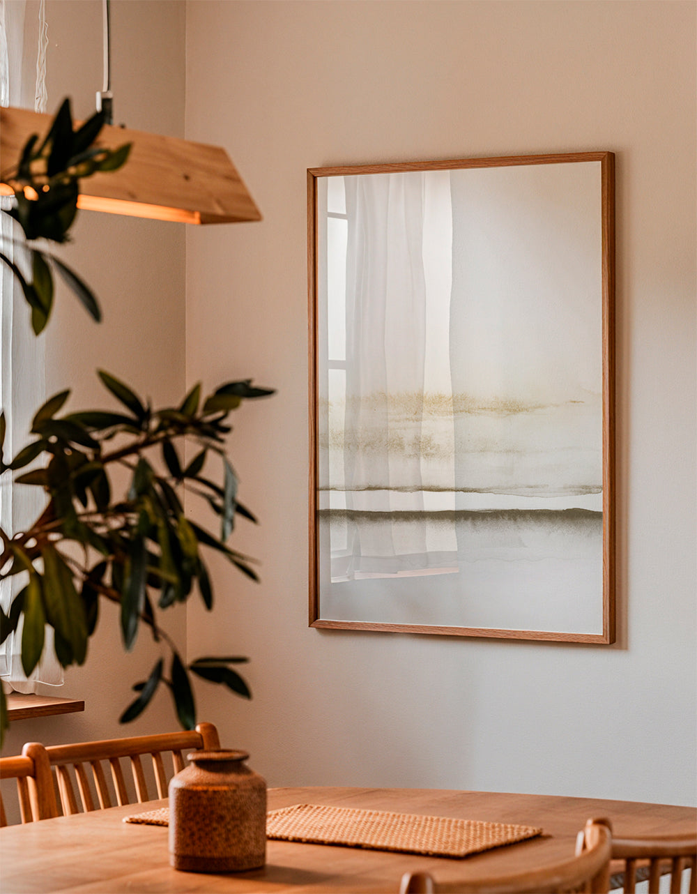 Landskapskonst minimalistisk akvarell beige