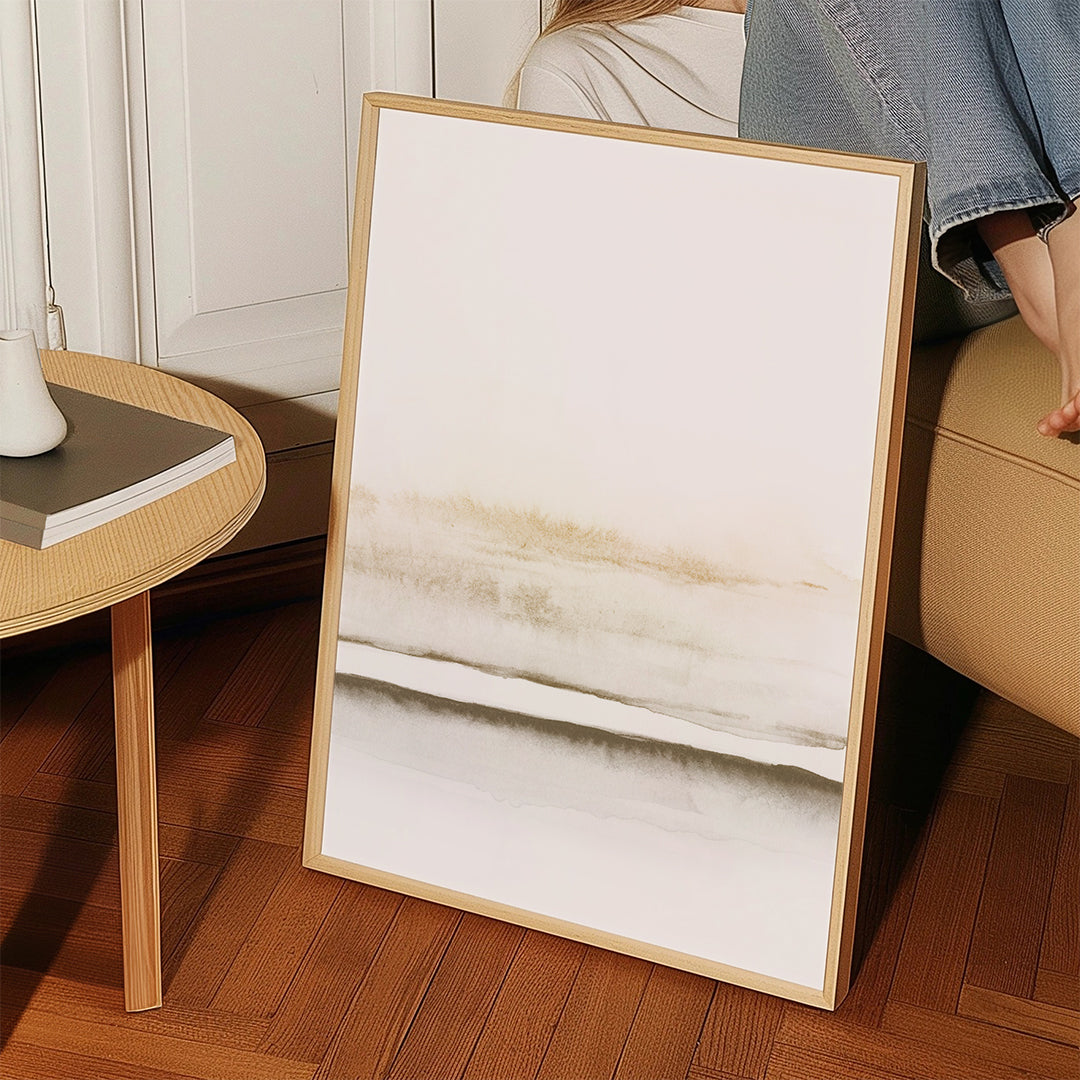 Landskapskonst minimalistisk akvarell beige