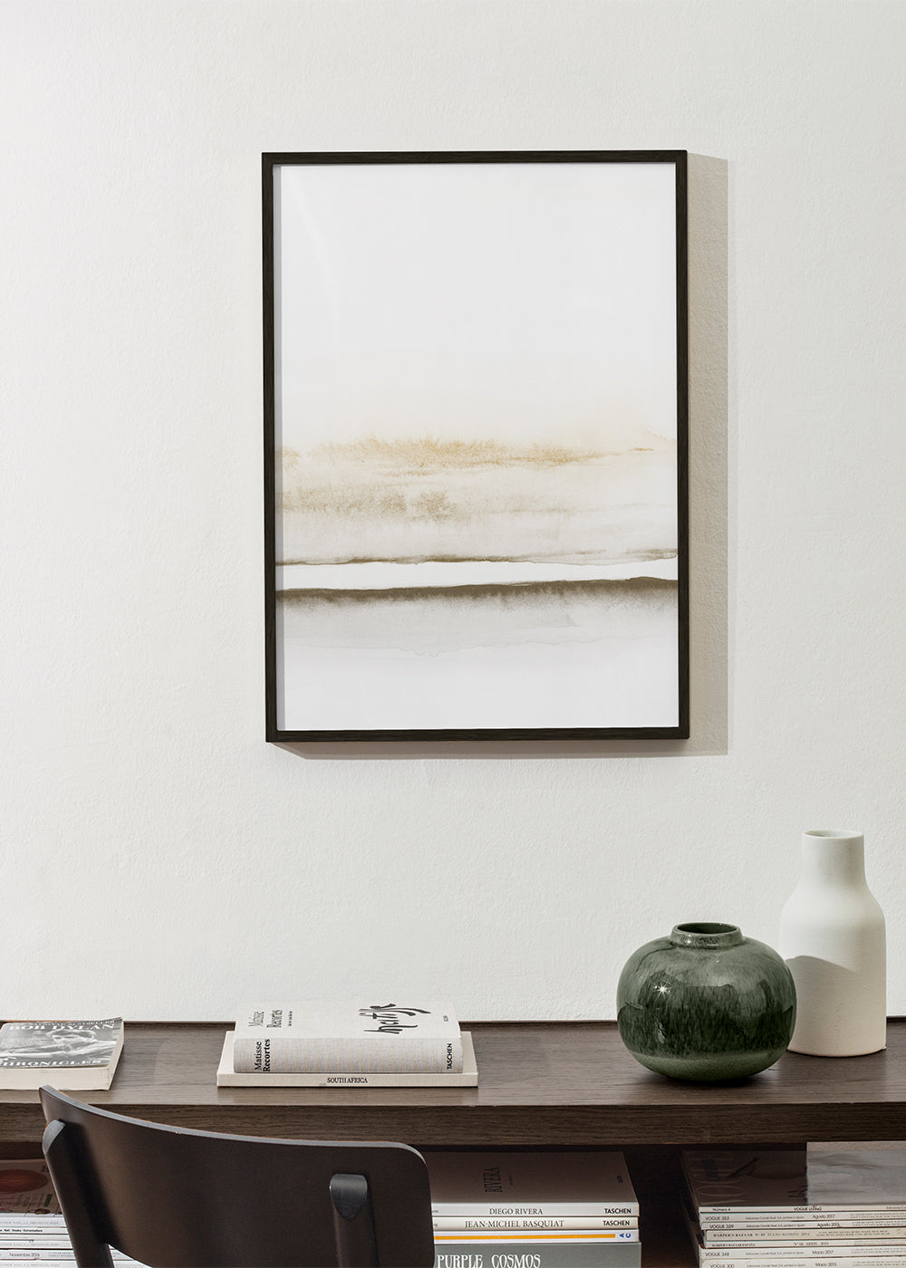Landskapskonst minimalistisk akvarell beige