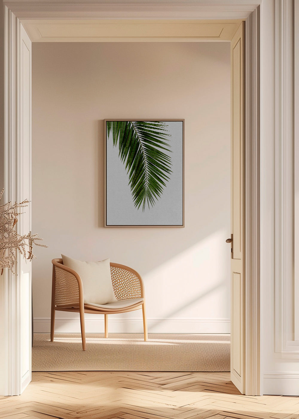 Botanisk print: vertikalt palmblad