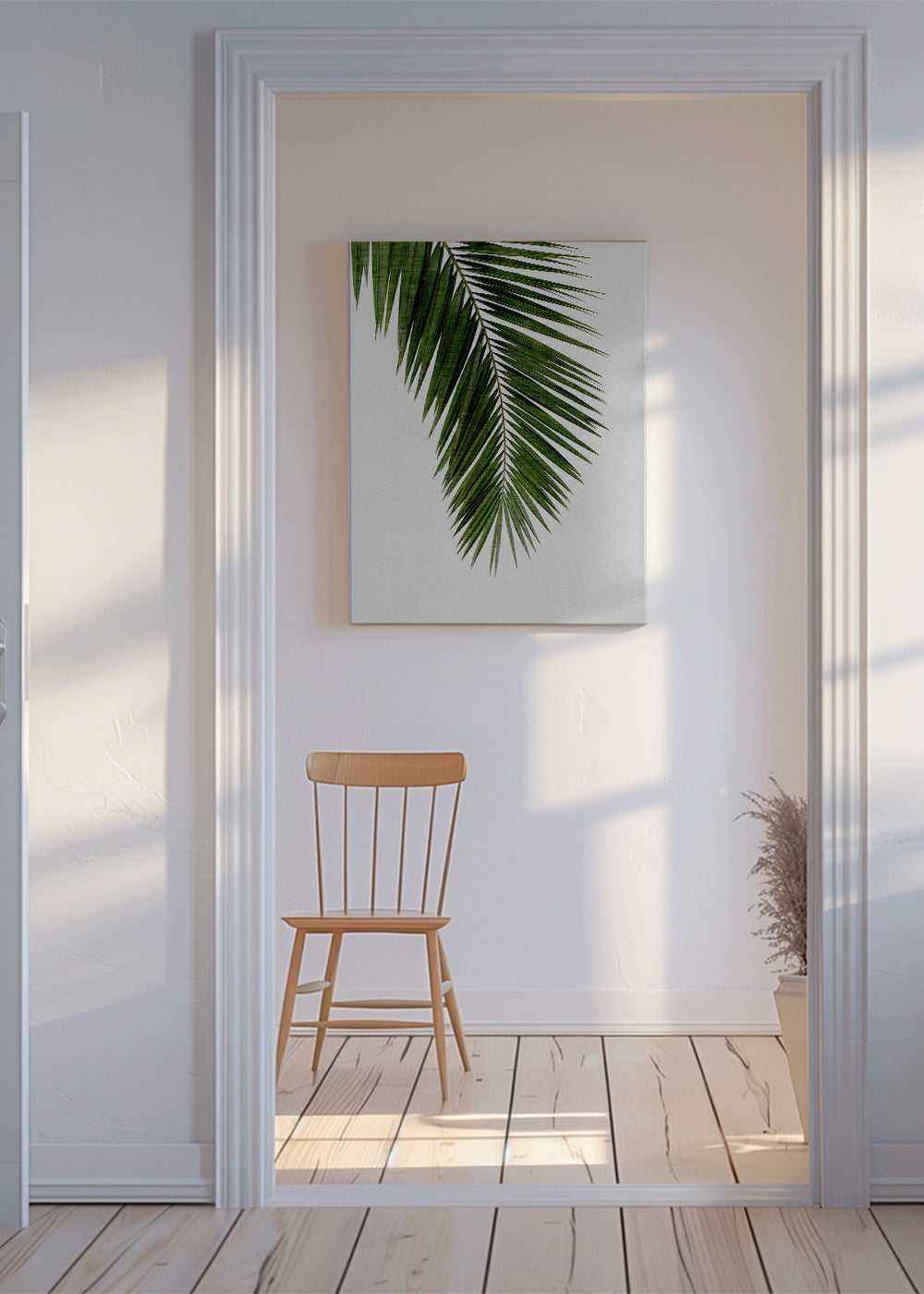 Botanisk print: vertikalt palmblad