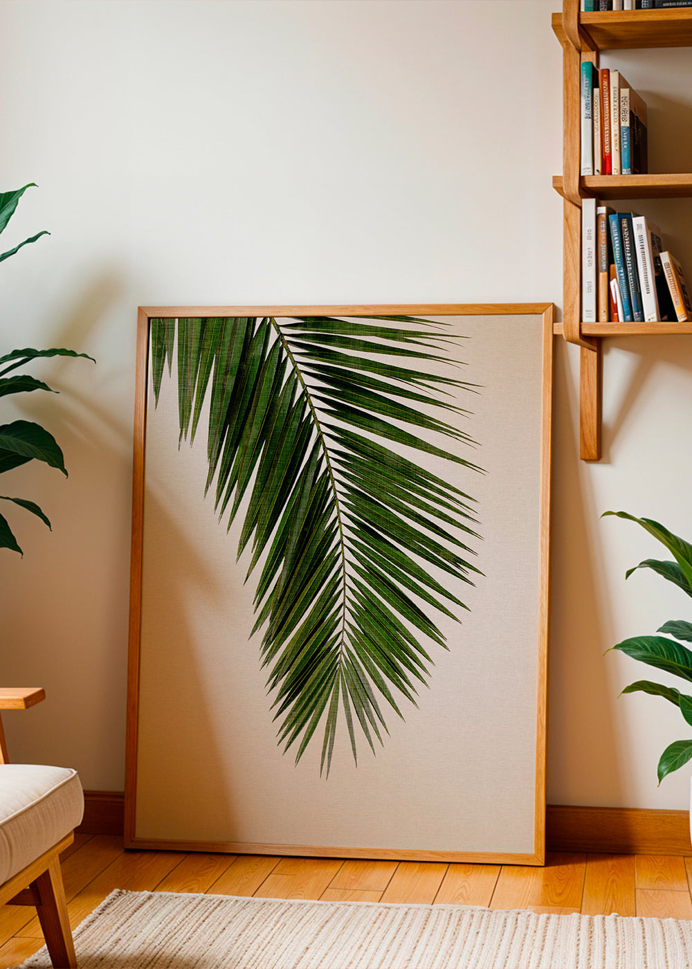 Botanisk print: vertikalt palmblad