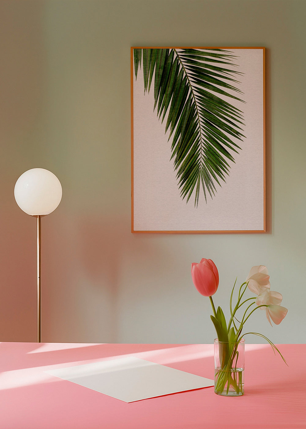 Botanisk print: vertikalt palmblad