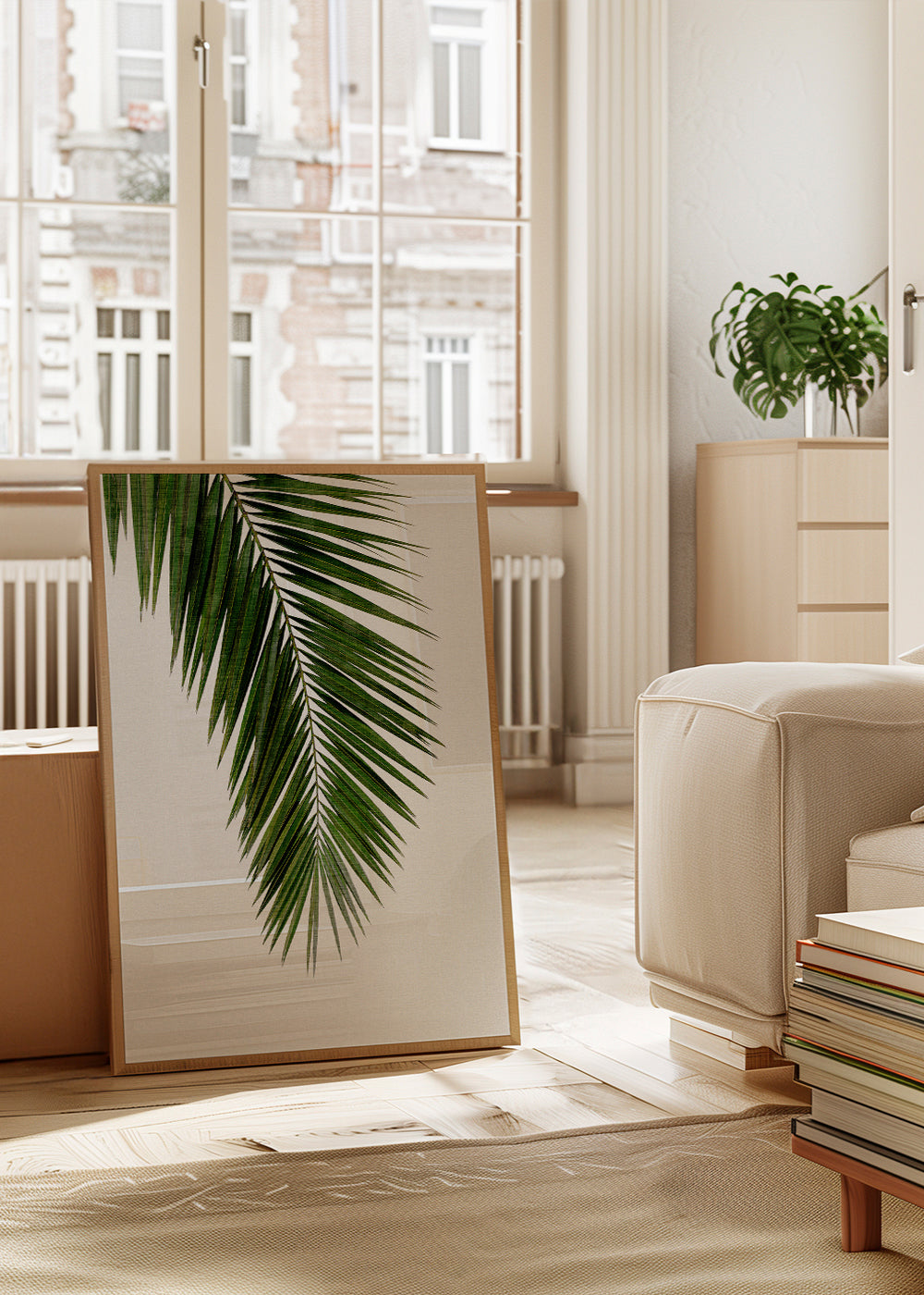 Botanisk print: vertikalt palmblad