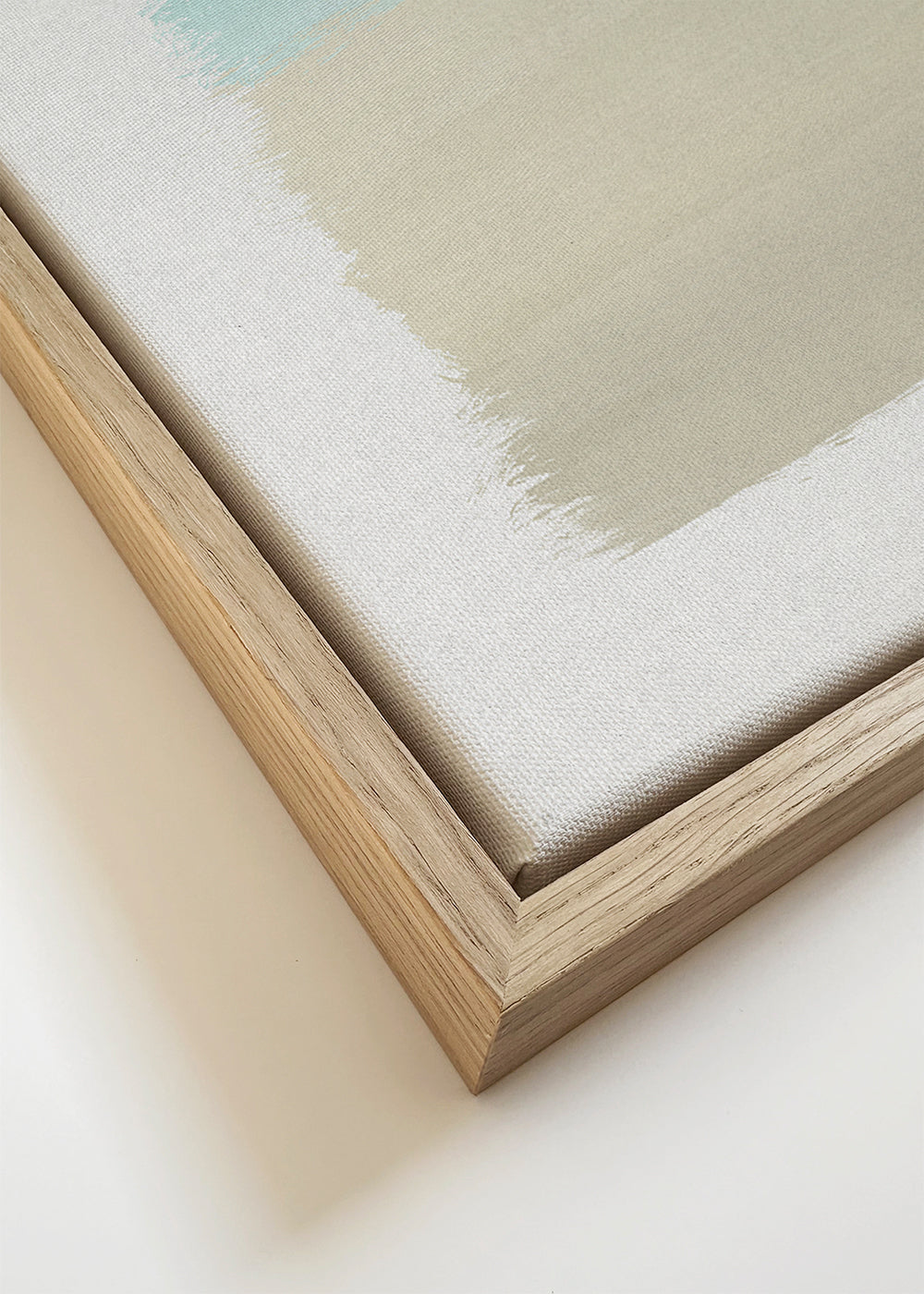 Abstrakt konst i turkos och beige