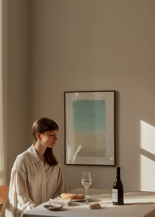 Turquoise abstract - Framed poster in an interior