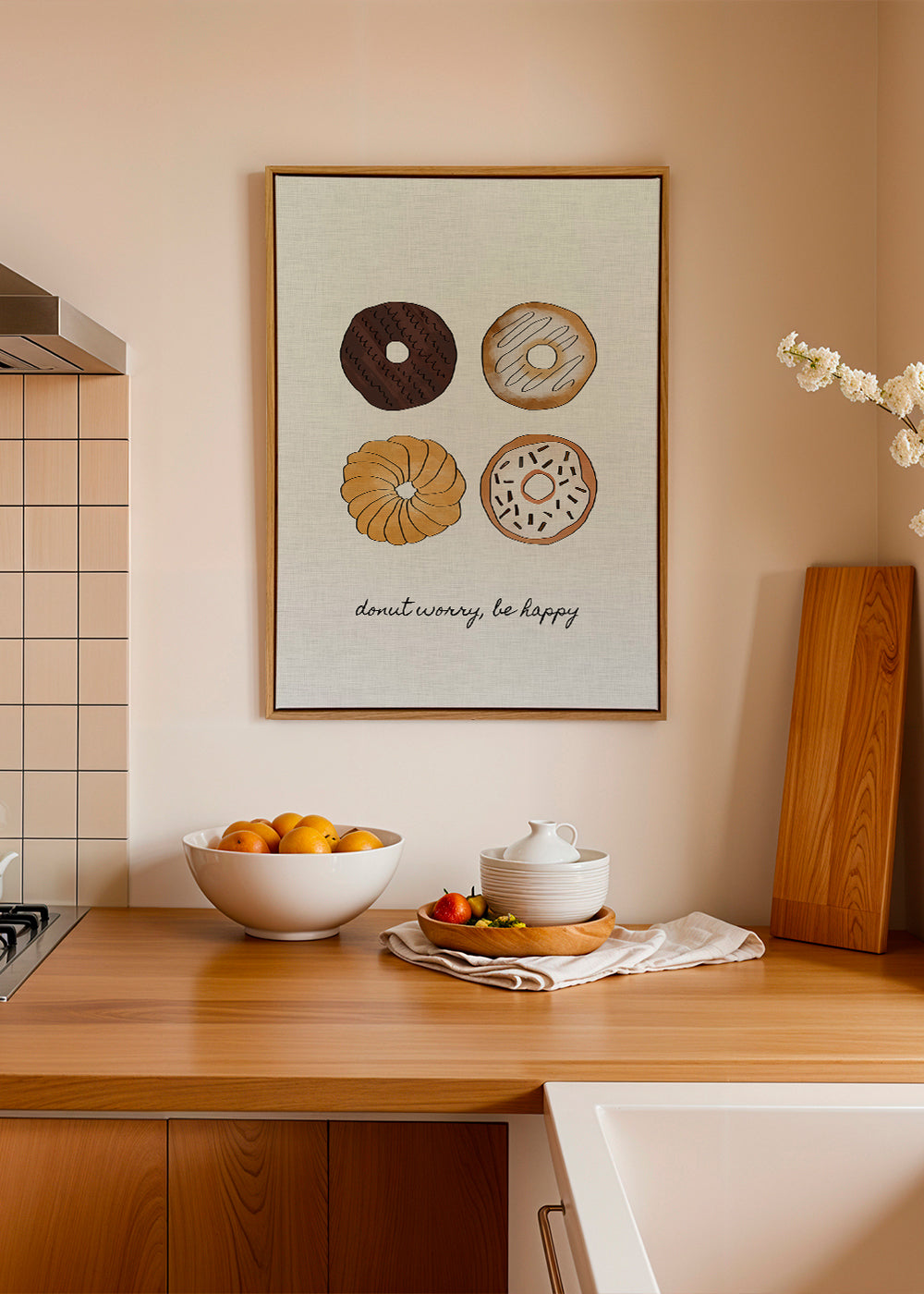 Kökskonst med donut-illustration och lekfull text