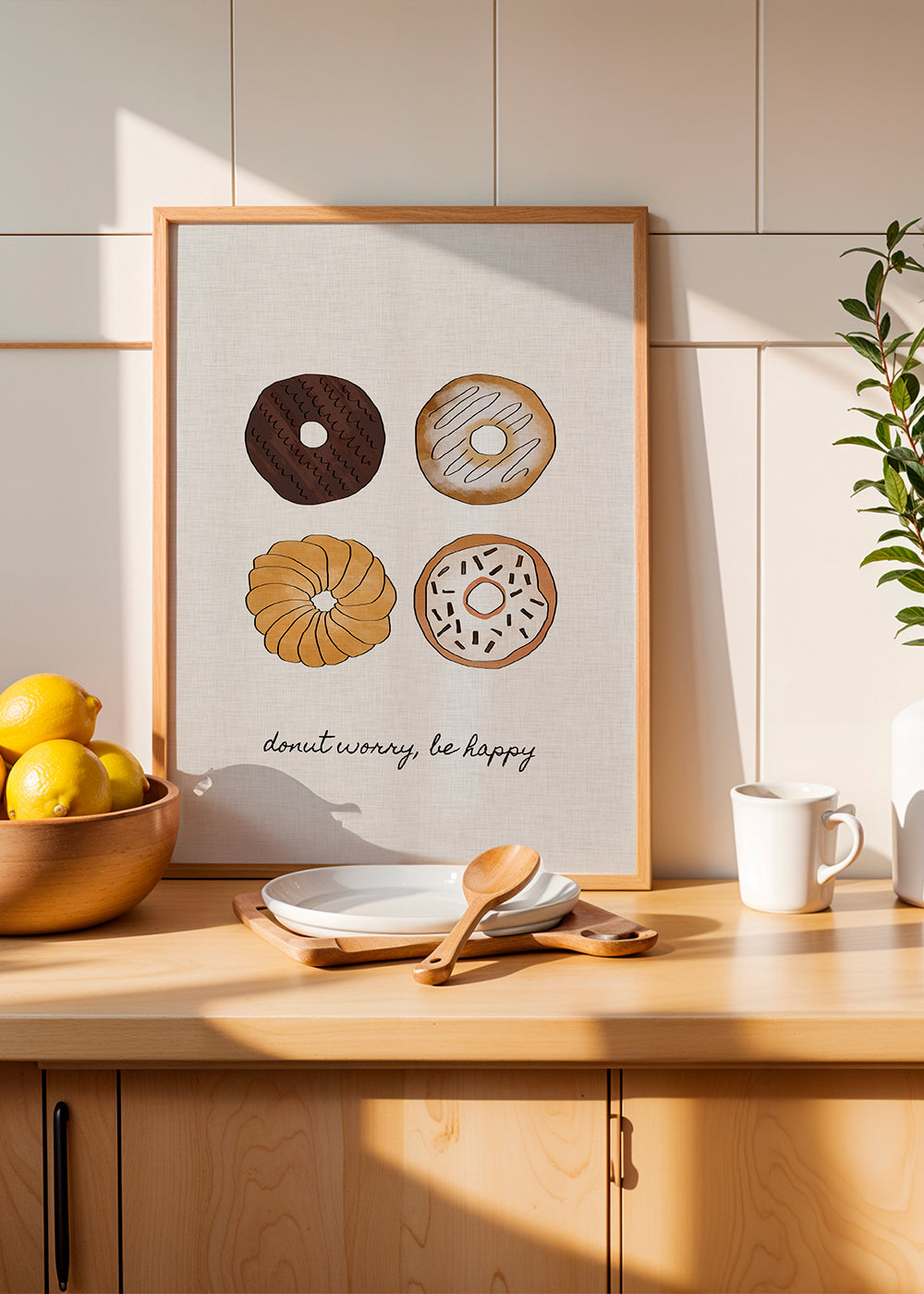 Kökskonst med donut-illustration och lekfull text