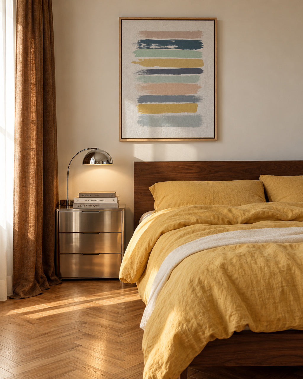 Pastel stripes - Framed canvas in an interior