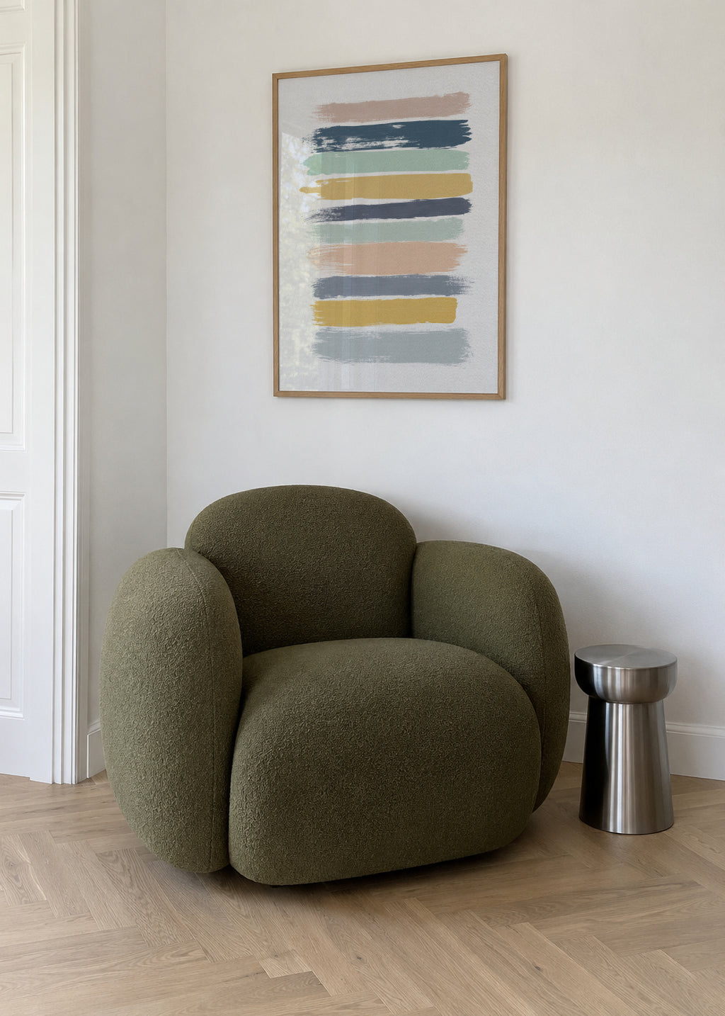 Pastel stripes - Framed poster in an interior