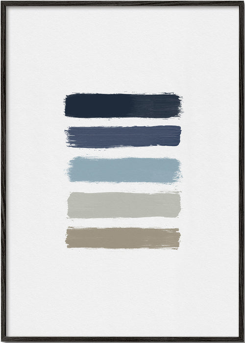 Minimalistisk konst med blå och taupe ränder