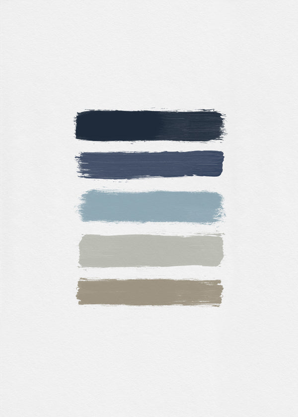 Minimalistisk konst med blå och taupe ränder