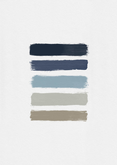 Minimalistisk konst med blå och taupe ränder