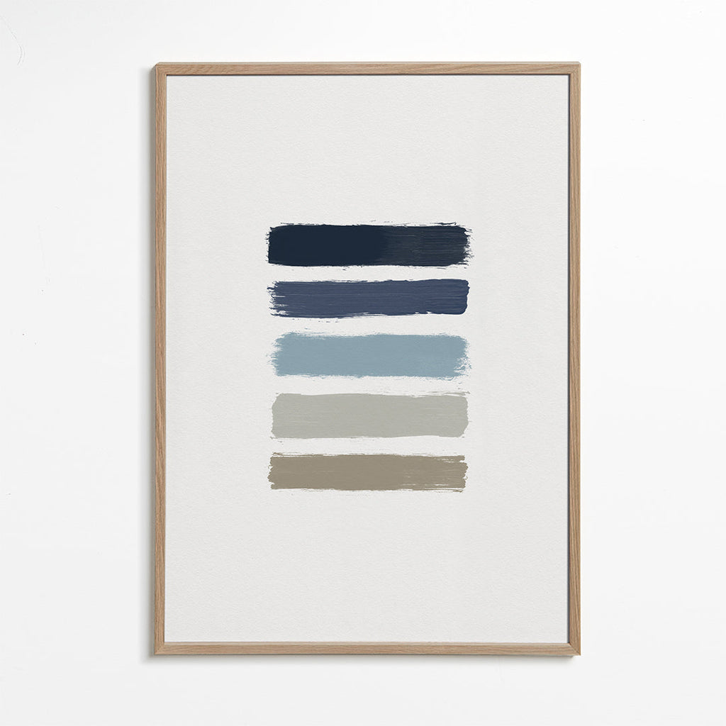 Minimalistisk konst med blå och taupe ränder