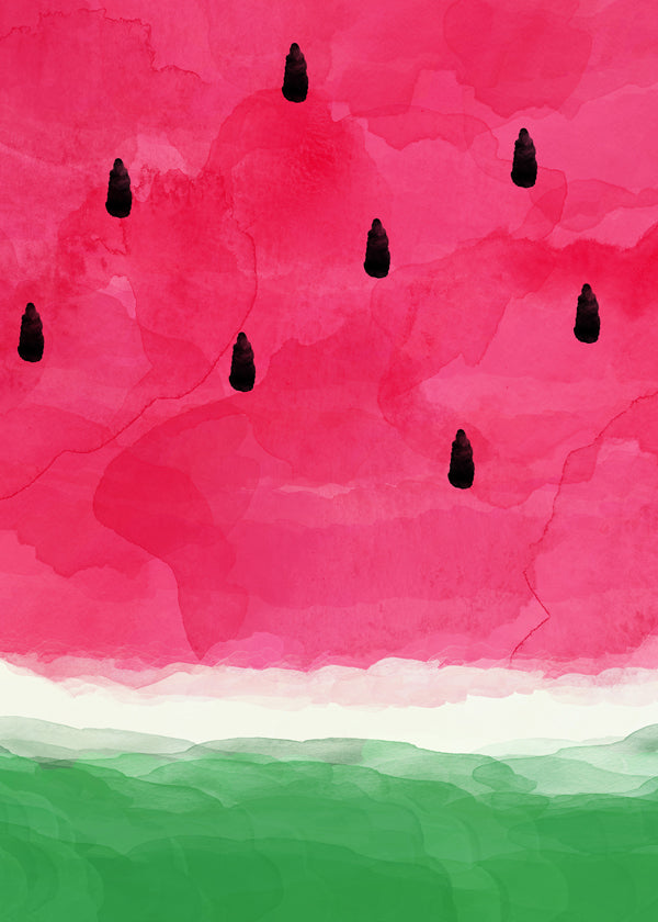 Kökskonst: vattenmelon akvarellstudie