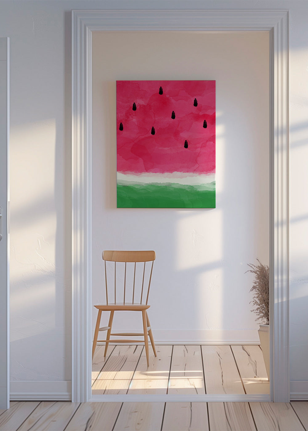 Kökskonst: vattenmelon akvarellstudie