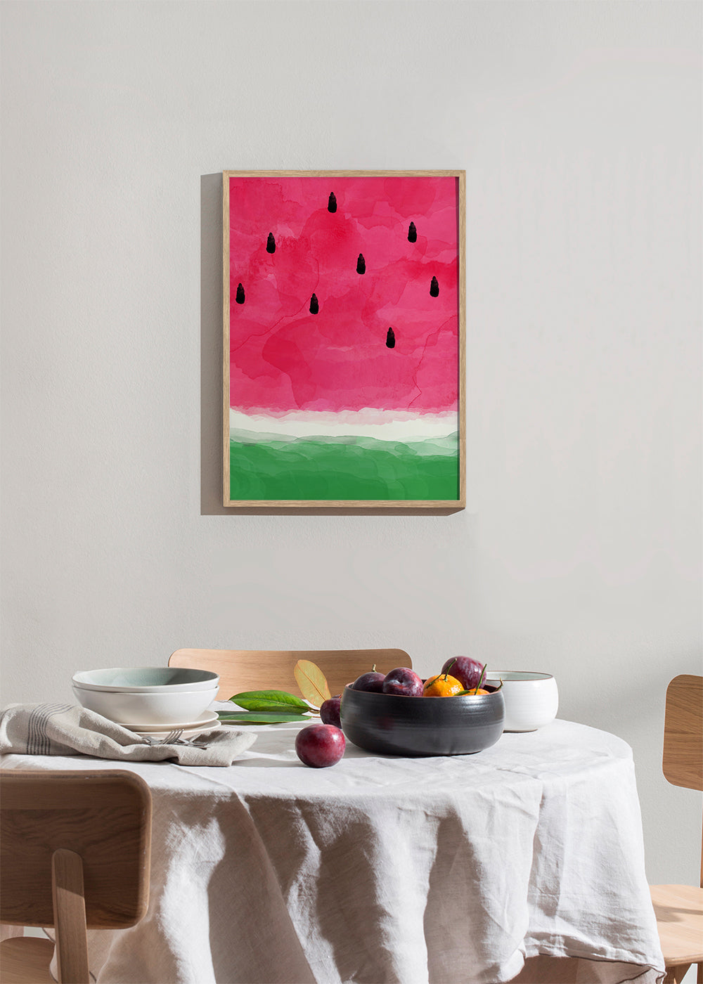 Kökskonst: vattenmelon akvarellstudie