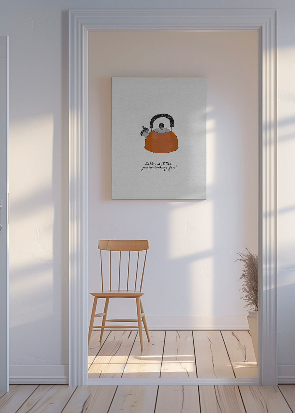 Kökskonst illustrerad vattenkokare med handstil