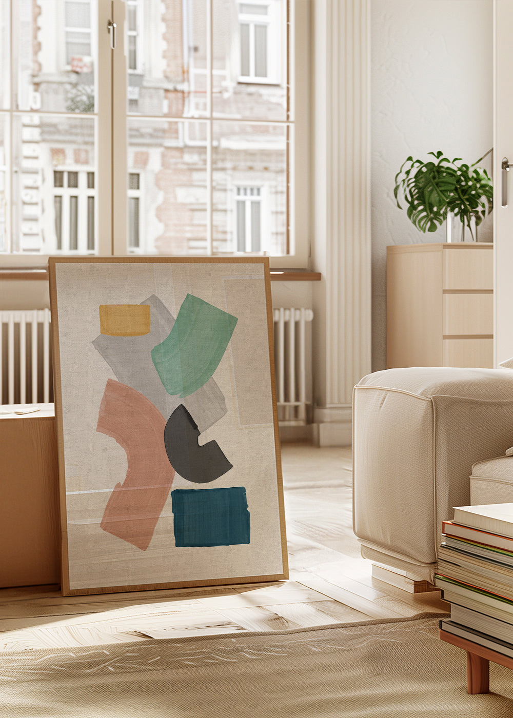 Abstrakt konst med pastellblock