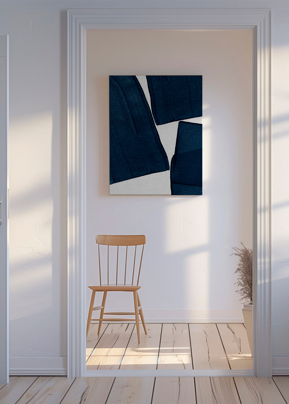 Minimalistisk tavla blå med organiska former
