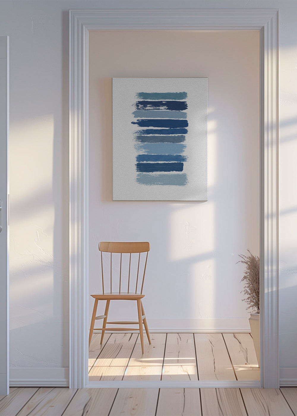 Abstrakt tavla blå penseldrag