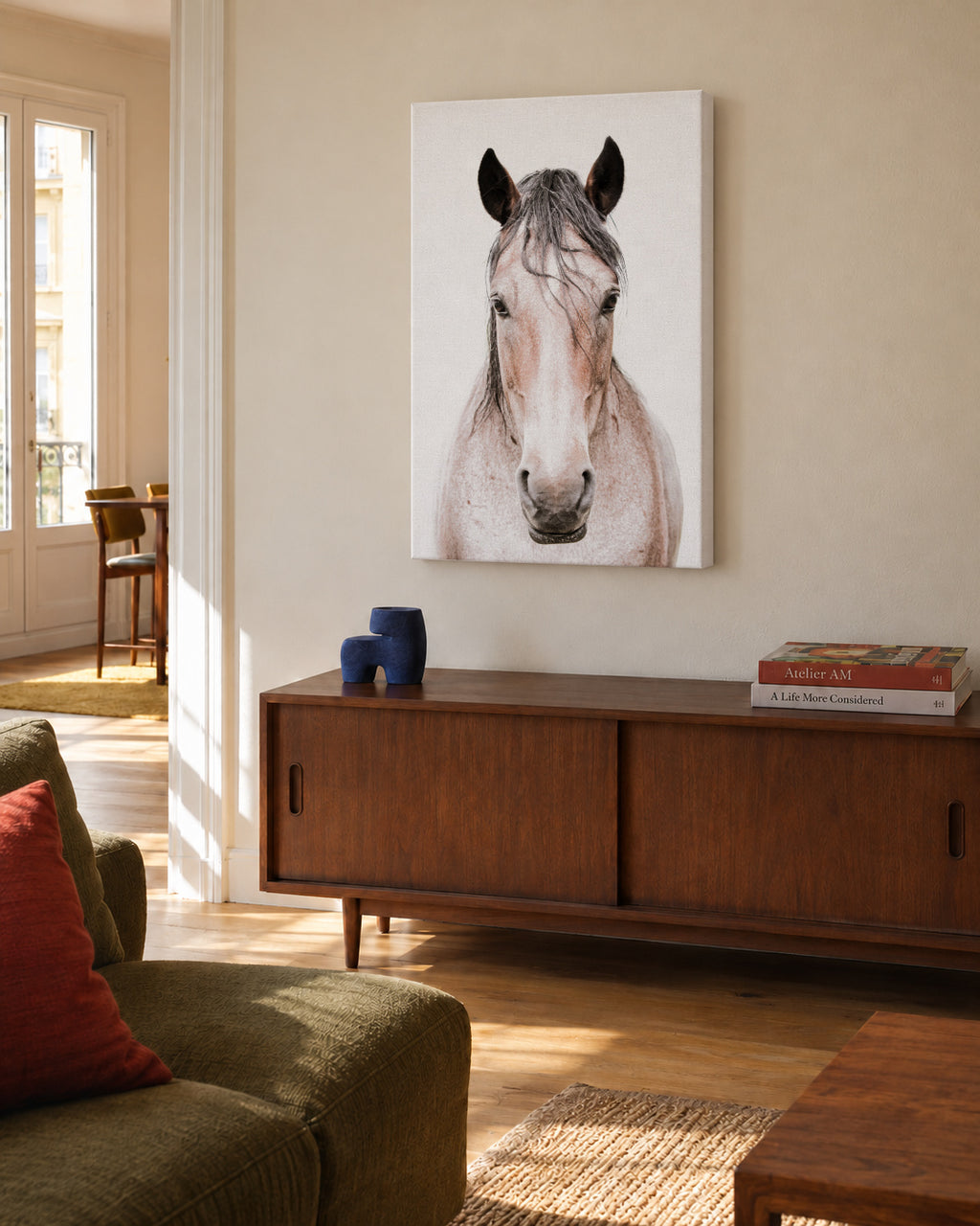 Red Horse 2 - Unframed canvas in an interior