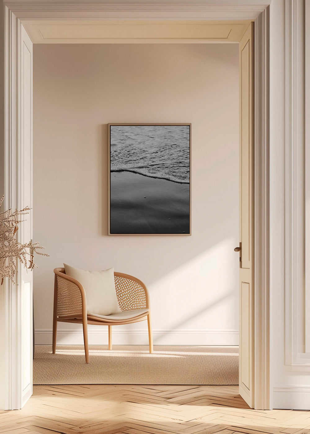 Landskapskonst: strand i svartvitt