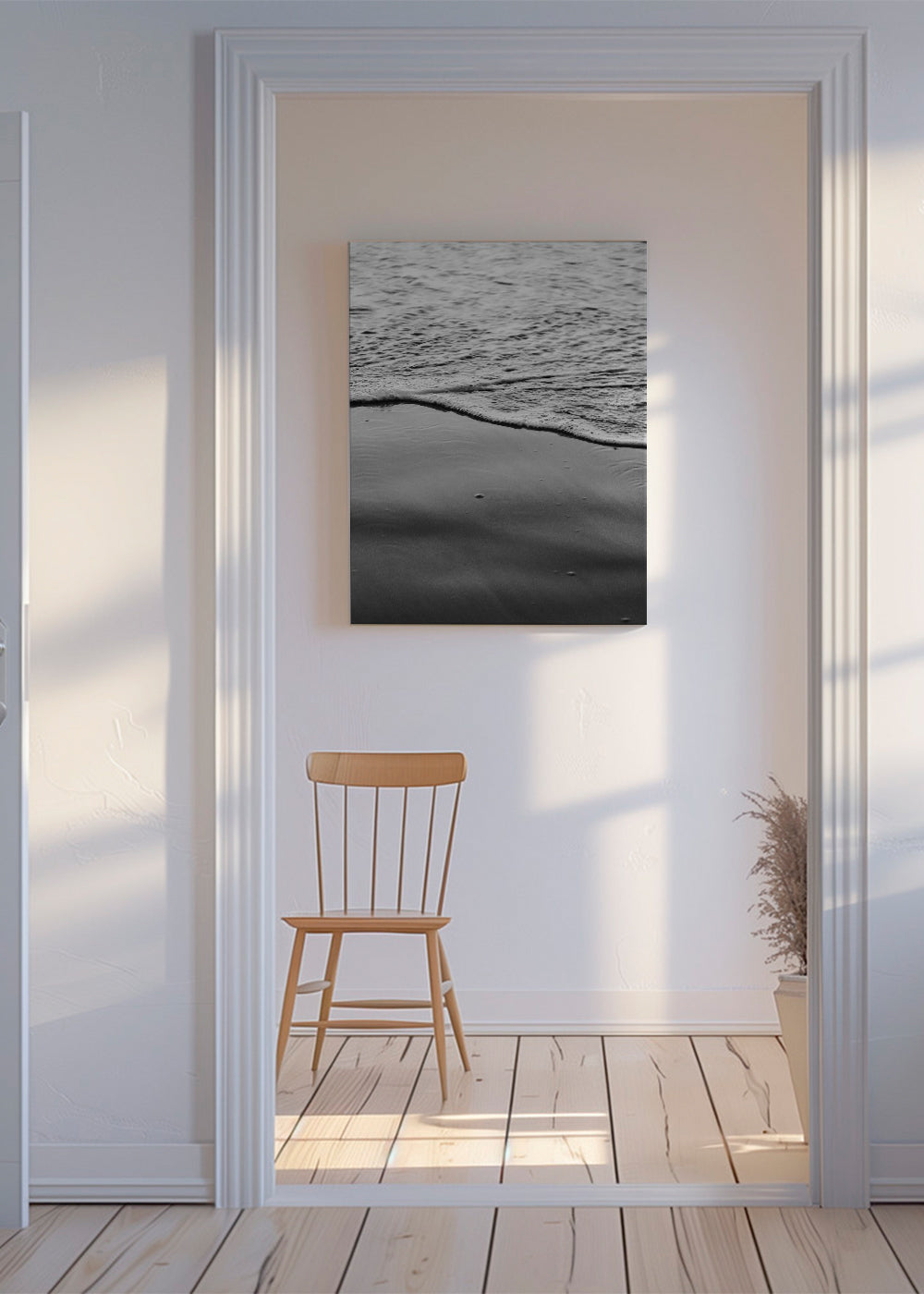 Landskapskonst: strand i svartvitt