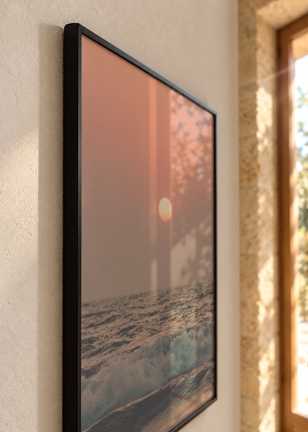 Pink beach sunset - Framed poster detail