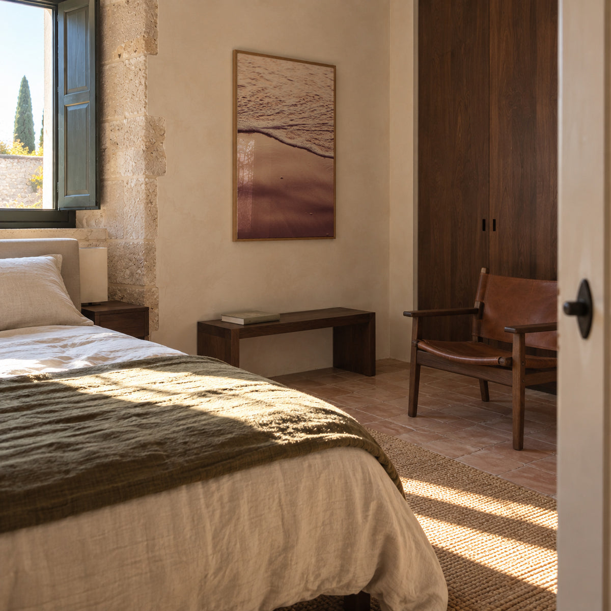 Sunset Waves - Framed poster in an interior