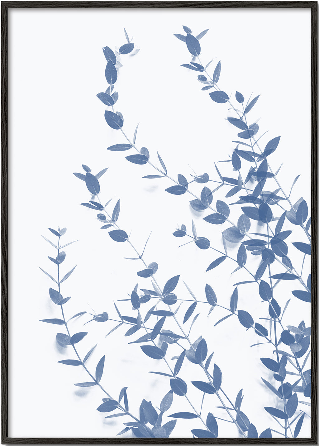 Botanisk poster blå blad på ljus bakgrund
