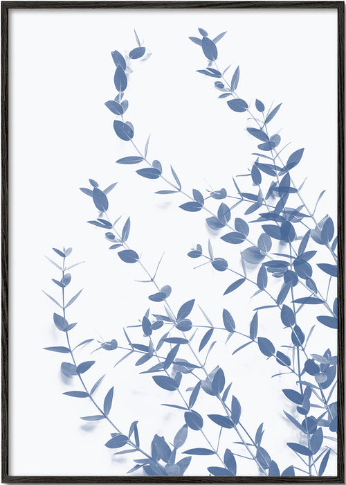 Botanisk poster blå blad på ljus bakgrund