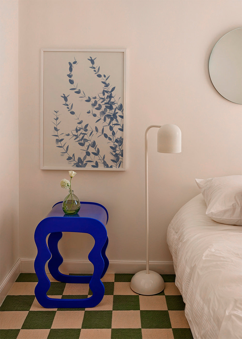 Botanisk poster blå blad på ljus bakgrund