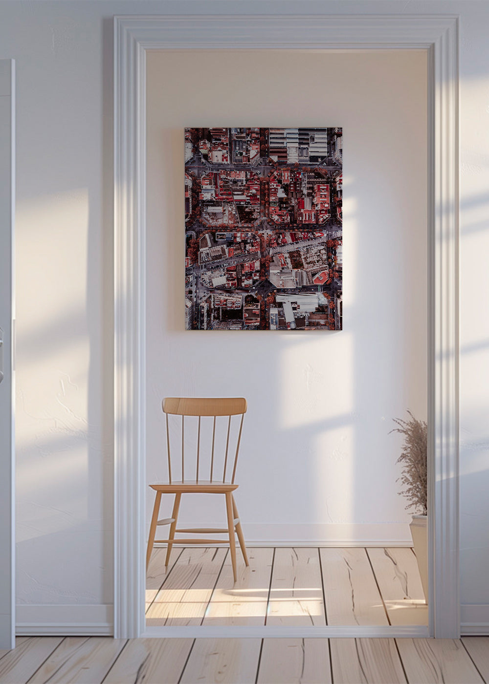 Stadsposter flygfoto röda tak
