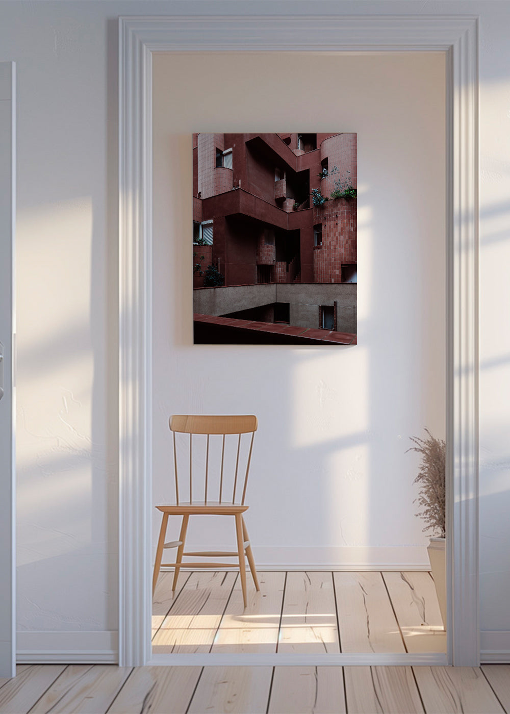 Kökskonst med röd terrakottaarkitektur