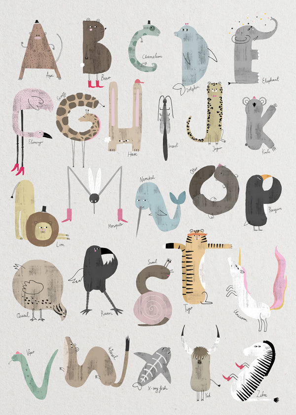 Barnposter ABC djur