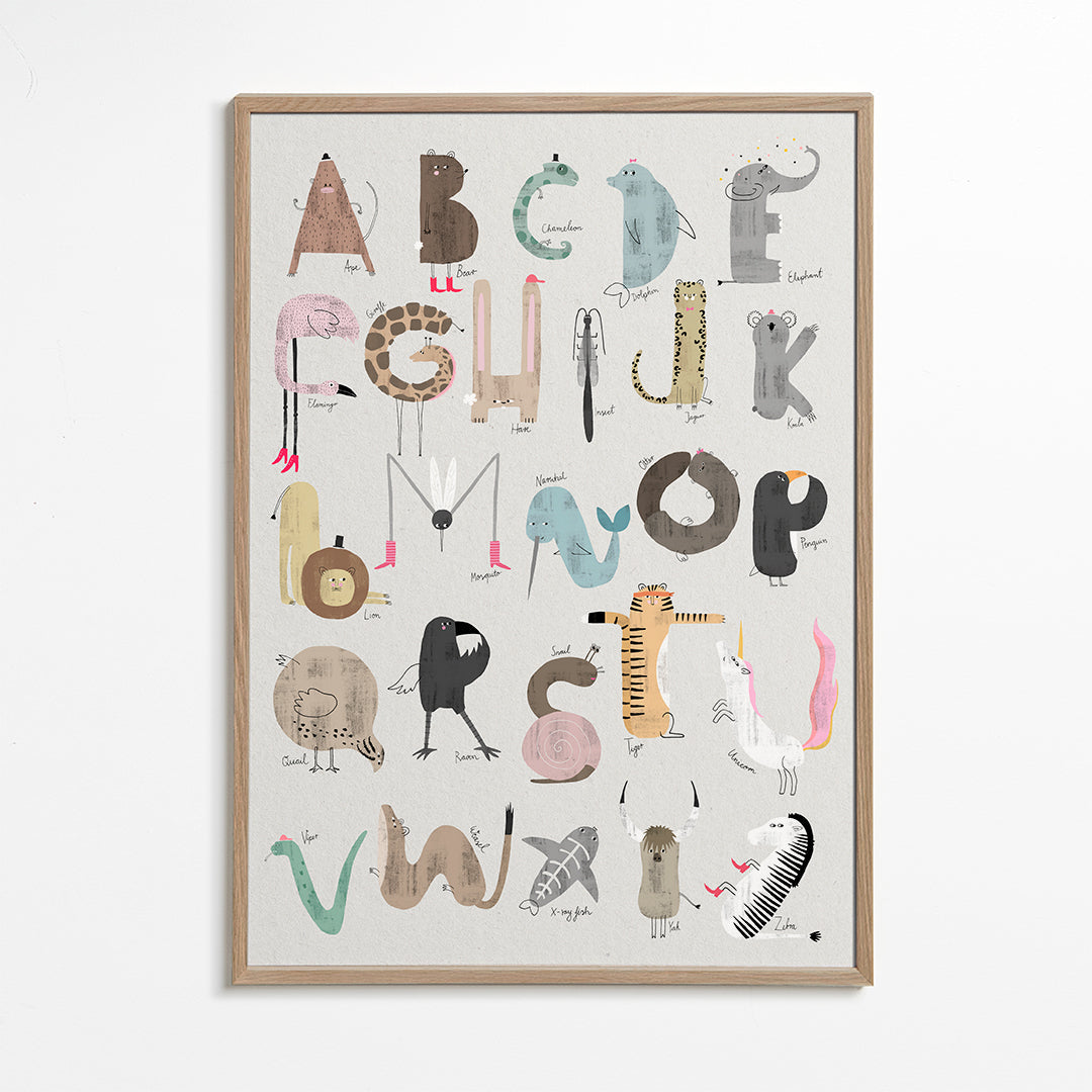 Barnposter ABC djur