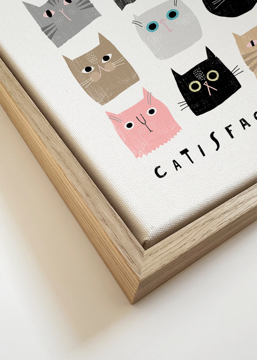 Lekfull kattillustration i rutnät