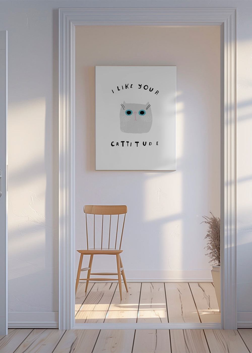 Minimalistisk kattaffisch med lekfull text