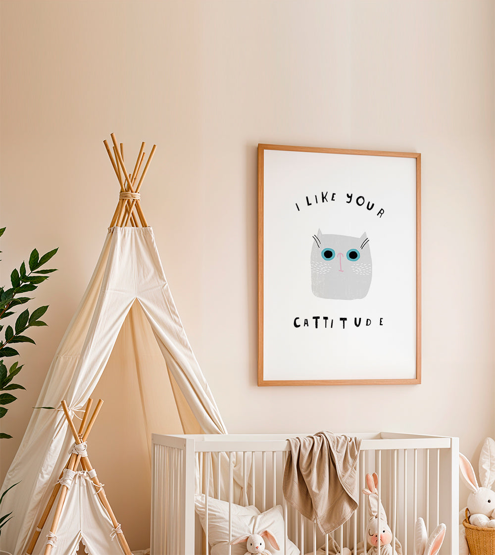 Minimalistisk kattaffisch med lekfull text